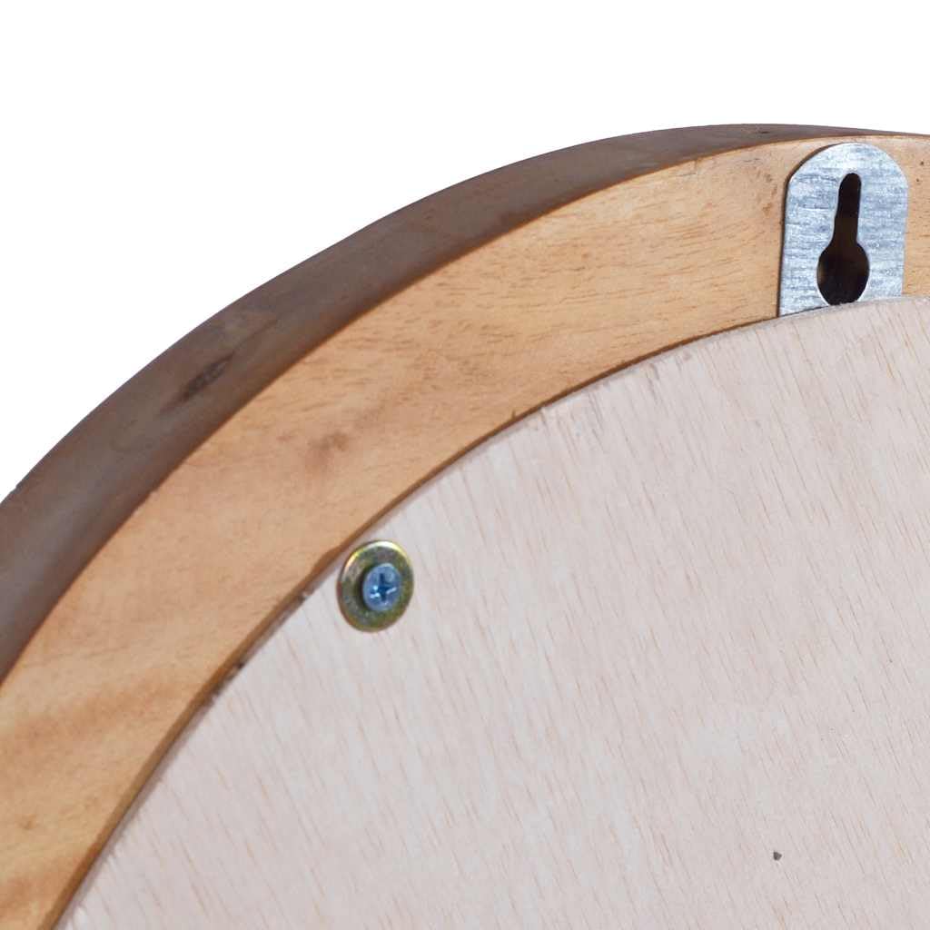 Wandspiegel 60 cm rund Teak Holzrahmen mit Montagehaken für Bad Schlafzimmer Wohnzimmer Diele Flur, dekorativer Kosmetik Spiegel zum Schminken, Rasur, Makeup und Frisieren