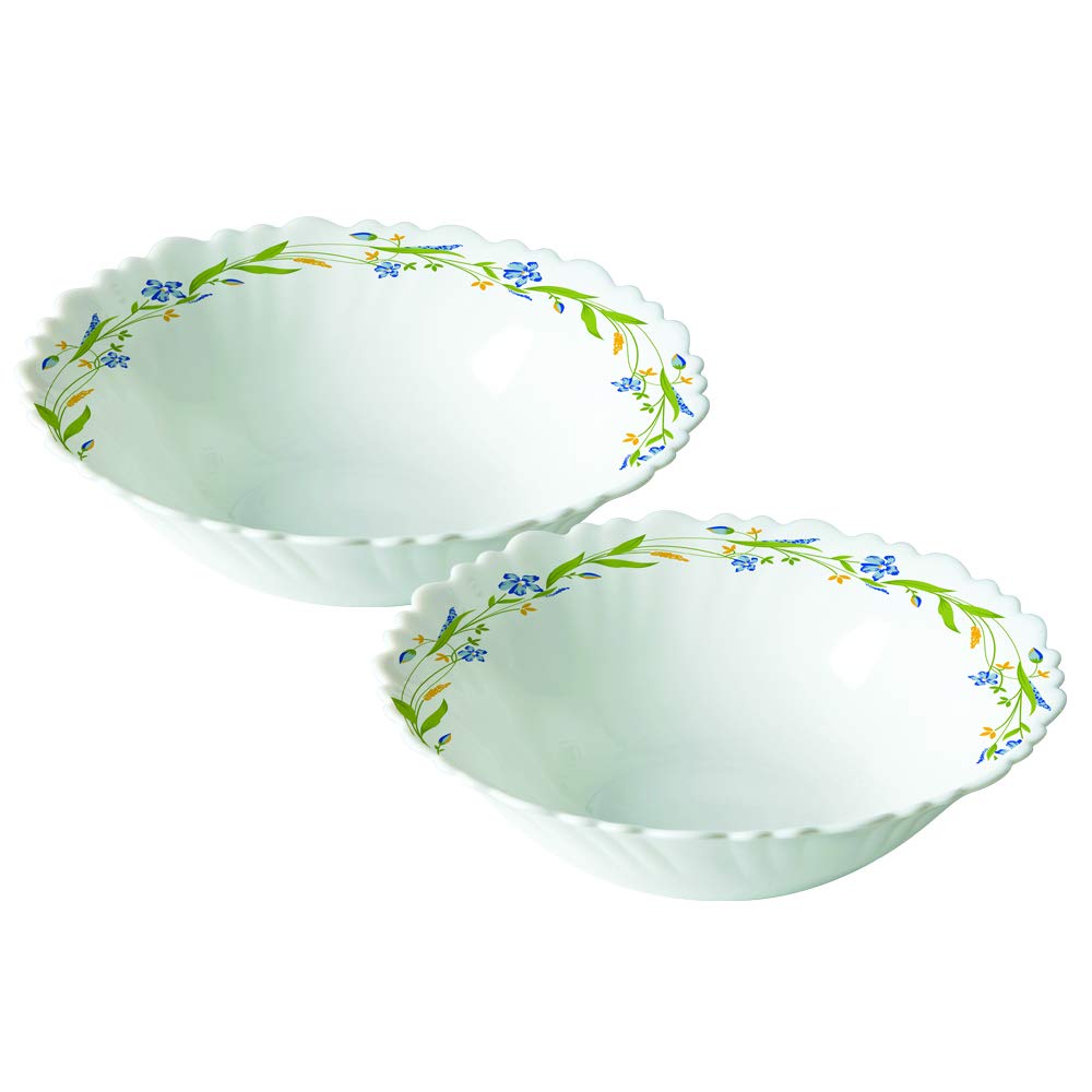 Larah by Borosil Opalware Floral Bowl - 2 Pieces, White, 1000 Milliliter - 1000 Ml-picture-11