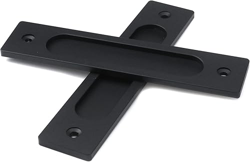 Miniatura 10 de 2 tiradores de dedo de puerta de oro brillante esmerilado de aleación de aluminio, manija de puerta de granero con tornillos, centro de agujero de