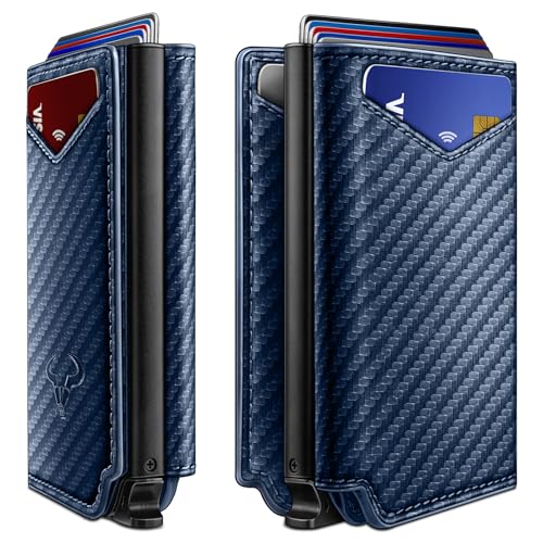 Image of BULLIANT Men Wallet Leather Wallet Card Holders Money Clip for Men 10Cards-Magnetic Flip on Metal Case