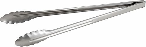 Winco UT-7 Pinzas de utilidad de acero inoxidable pesado con resorte en espiral, 7 pulgadas, M, Acero inoxidable