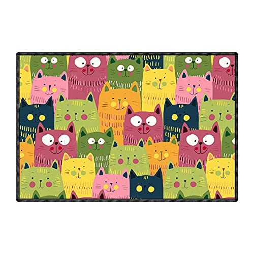 {Alfombras Cocina Lavables Gatos Alfombras Cocina Dostear Alfombra de Cocina Antideslizante Alfombras Lavables para Cocina, Felpudos para Interiores y Exteriores Gato Amarillo...