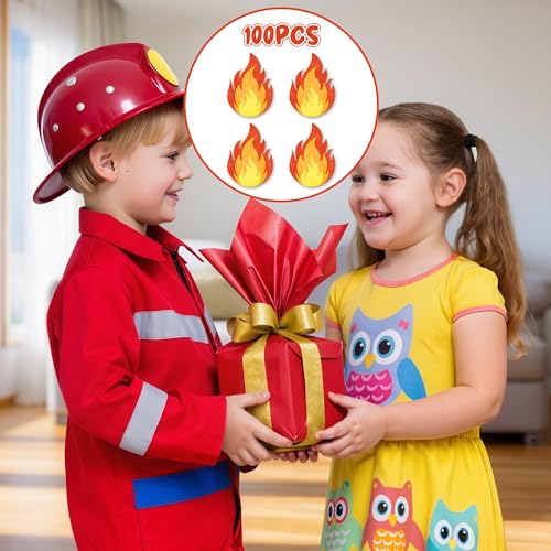 Image of Fire Paper Cutouts - 100Pcs Glitter Flame Shaped Paper Cutouts for Birthday Easter Holiday Party Favor Supplies Firetruck Firefighter Theme Classroom Bulletin Board Home Wall Decoration