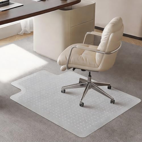 SHAREWIN Office Chair Mat for Carpeted Floors 120x90 cm with Lip Heavy Duty Anti-Slip for Low/Medium Pile Carpet Protector Rug Easy Clean