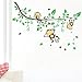 BIBITIME Jungle 3 Monkeys Playing on Tree Wall Sticker Vinyl Decal Kid Nursery Baby Decoration Decal