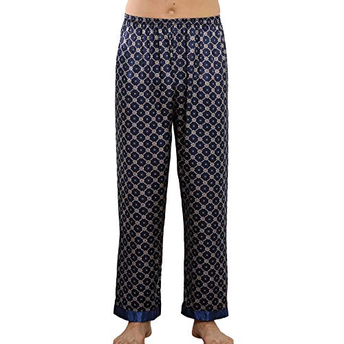 Lu's Chic Men's Cotton Pajama Pants Soft Knit Loungewear Jersey Sleep Bottom with Pockets Long
