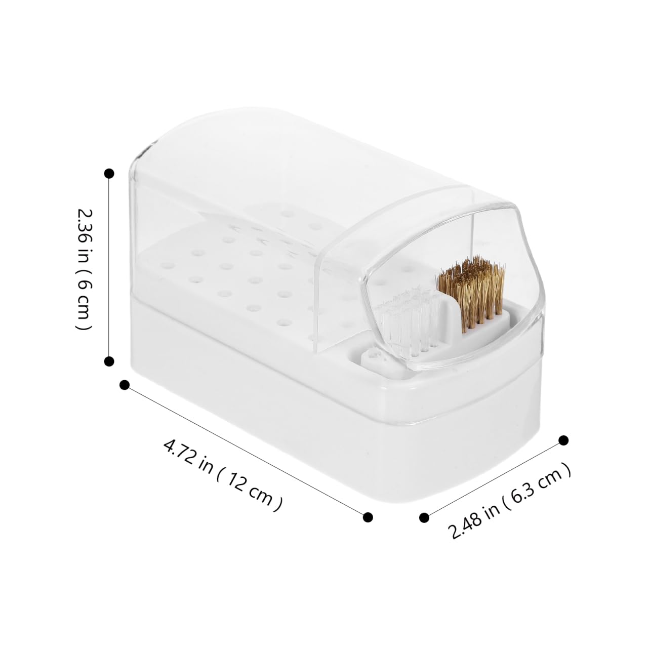 FRCOLOR Nail Drill Bits Storage Box 30 Holes Clear Manicure Grinding Head Organizer with Cleaning Brush for Salon and Home Use - Image 3