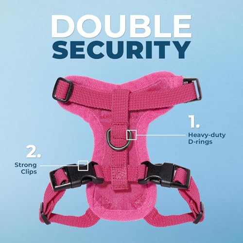 Image of Voyager Escape-Proof Step-in Lock Cat Harness & 5ft Neoprene-Handle Leash Set All-Weather Mesh with Reflective Stitching for Small to Large Cats by Best Pet Supplies, Fuchsia, S
