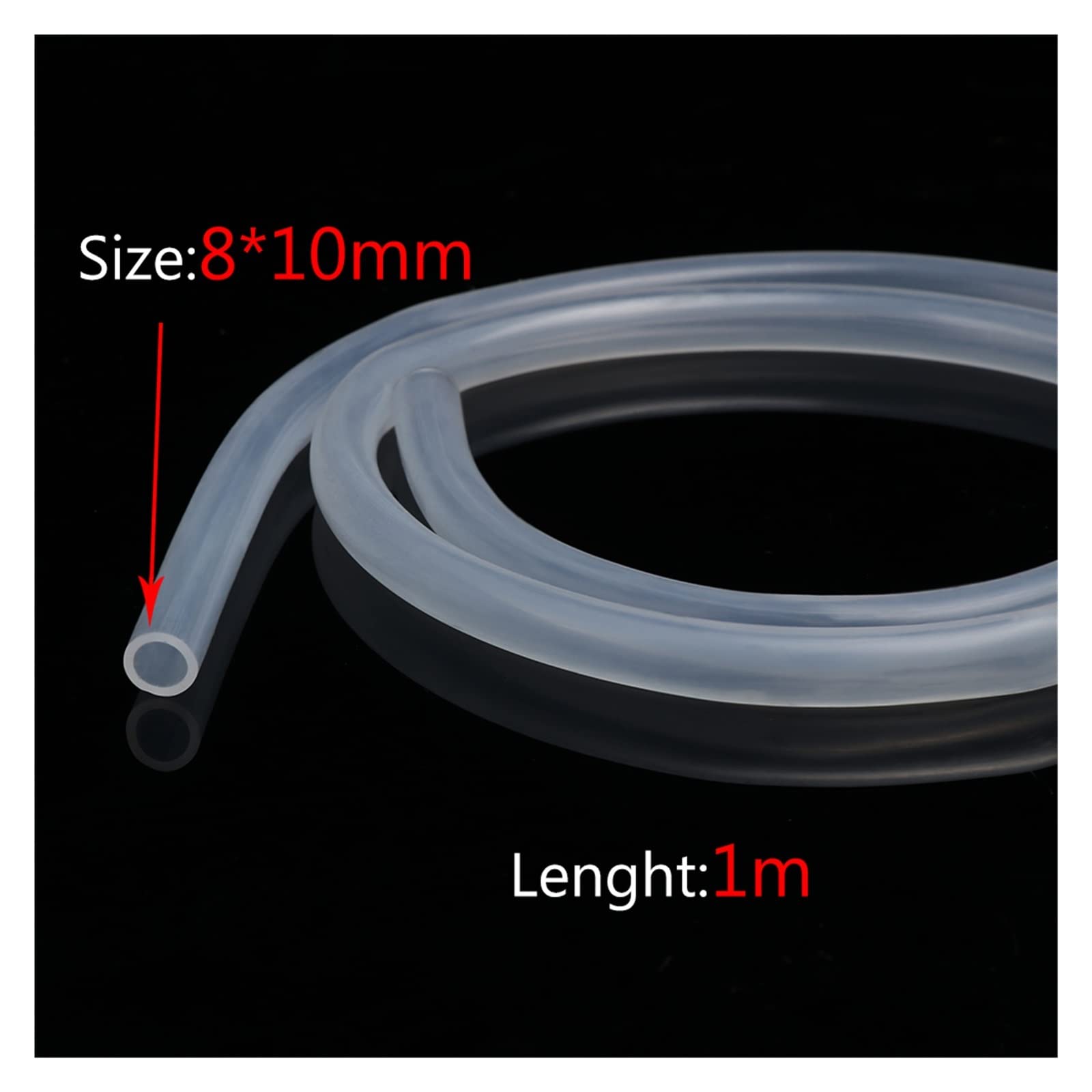 ACICS 1 m / 5m 10m Tusino in Gomma in Silicone Trasparente Trasparente di Grado 4 5 6 7 8 9 10 11 12 14 16 mm Diametro Silico Flessibile TUBILE (Color : 8x10 mm, Size : 10meters)