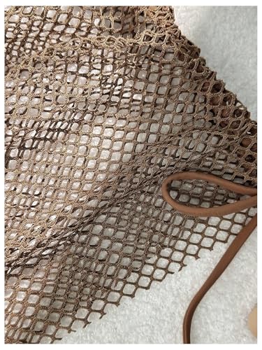 SOLY HUX Women's 3 Piece Swimsuit Fishnet Halter Triangle String Bikini Set Bathing Suit with Cover Up Beach Skirt4