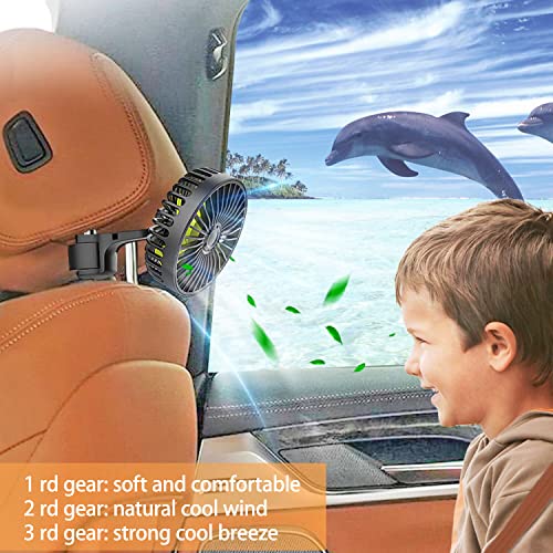 Kinowji Electric Car Cooling Fan, Usb Backseat Auto Rear Seat Fan 3 Speed Vehicle Clip Fan With 5 Piece Fan Blades For Car Vehicle Truck Van Suv Rv Boat Bus #TOP2