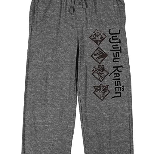 Bioworld Jujutsu Kaisen Symbols Men's Heather Gray Graphic Sleep Pants2