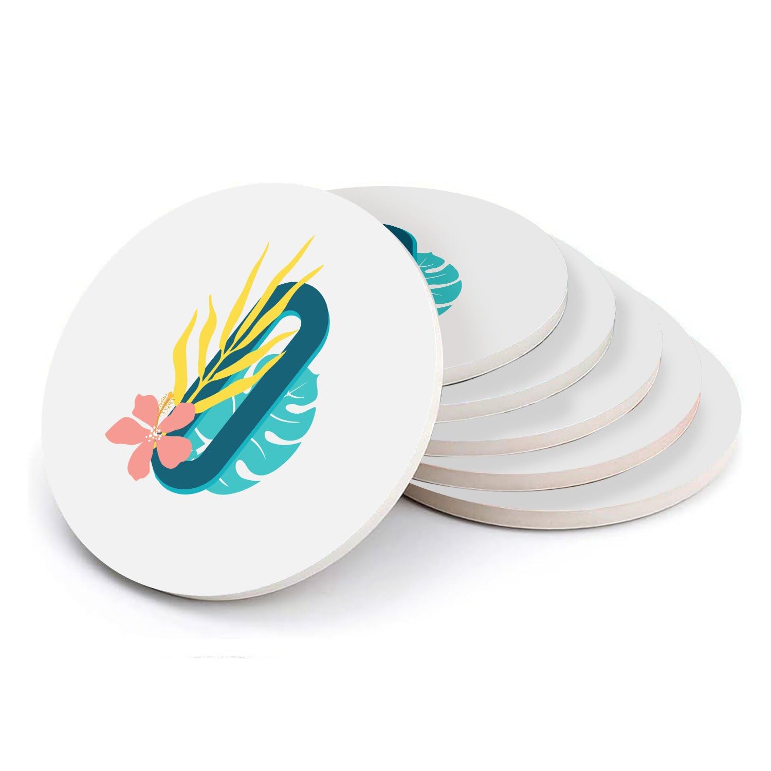 Sous-verre ronds en céramique fleurs tropicales Olivia Olga dessous de verre lot de 6 pour table