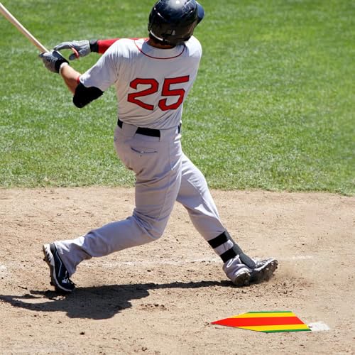 HINGTAI 1pcs Training Home Plate, Home Plate Softball Baseball Batting mat Colored Blended Non-Slip Mat for Pitching & Hitting Practice, Can be Used Indoors & Outdoors