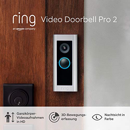 Ring Video Doorbell Pro 2 | Video-Türklingel für deine Haustür | Klingel mit Kamera, HD-Video, 3D-Bewegungserfassung, festverdrahtet, Farb-Nachtsicht | Funktioniert mit Alexa