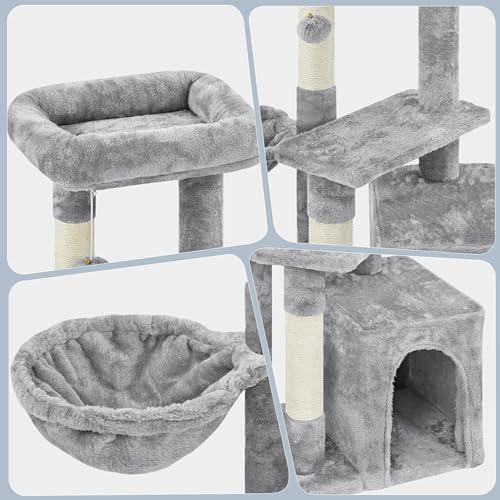 Torre para gatos Topeakmart 34 pulgadas con cubierta de felpa y condominio miniatura 4