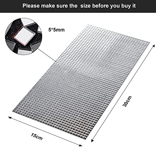 Skyley Self Adhesive Mini Square Glass Decorative Craft Diy Accessory Mirrors Mosaic Tiles Sticker For Crafts Diy Disco Ball Decor Wall Border Decoration, 5 X 5 Mm (16200 Pieces), Silver #TOP1