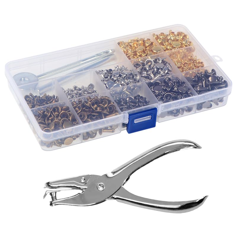 Remaches de doble tapa de cuero de varios tamaños, 480 Uds., Kits de herramientas de fijación de pernos de Metal tubulares, tornillo para manualidades DIY para ropa, predeterminado