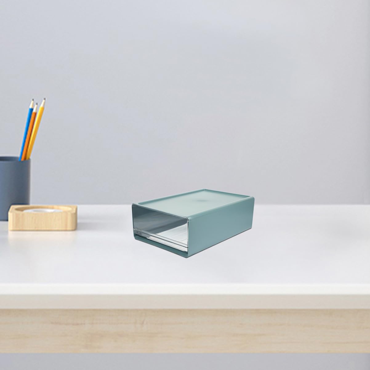 SHINEOFI Organizer da Scrivania a Cassetti 3 Pezzi Blu Hips Pet | Moduli Scomparti Regolabili, Struttura Robusta, per Vanity e Ottimizzazione dello Spazio
