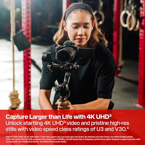Image of SANDISK 64GB Extreme SD UHS-I Card - Up to 170MB /s Read Speed and 80MB /s Write Speed, 4K UHD Video, U3, V30 - SDSDXV2-064G-GUCIN