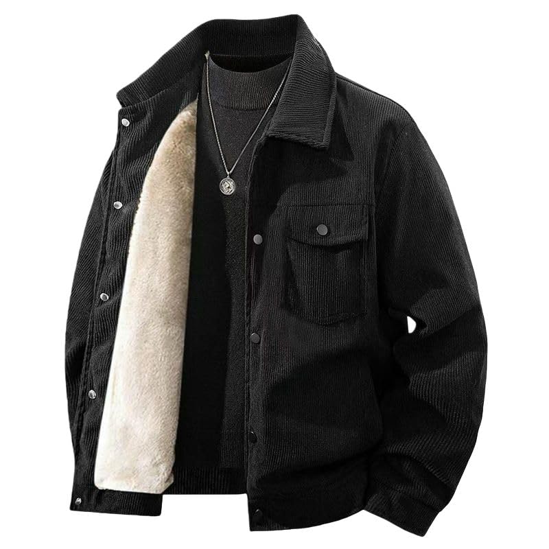 Veste homme velours côtelé et col rabattu doublé polaire pour affronter le froid - 2