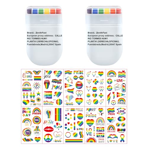 Regenbogenstifte Set mit 10pcs Pride Sticker,Perfekte Regenbogen schminke,Gay Pride Schminke,Regenbogen gesichtsfarbe für dein CSD Pride Outfit