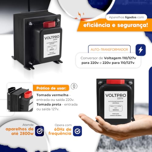 Transformador 5000va Bivolt 110 Para 220 E 220v para 110v Conversor Voltagem Energia Trafo Airfryer