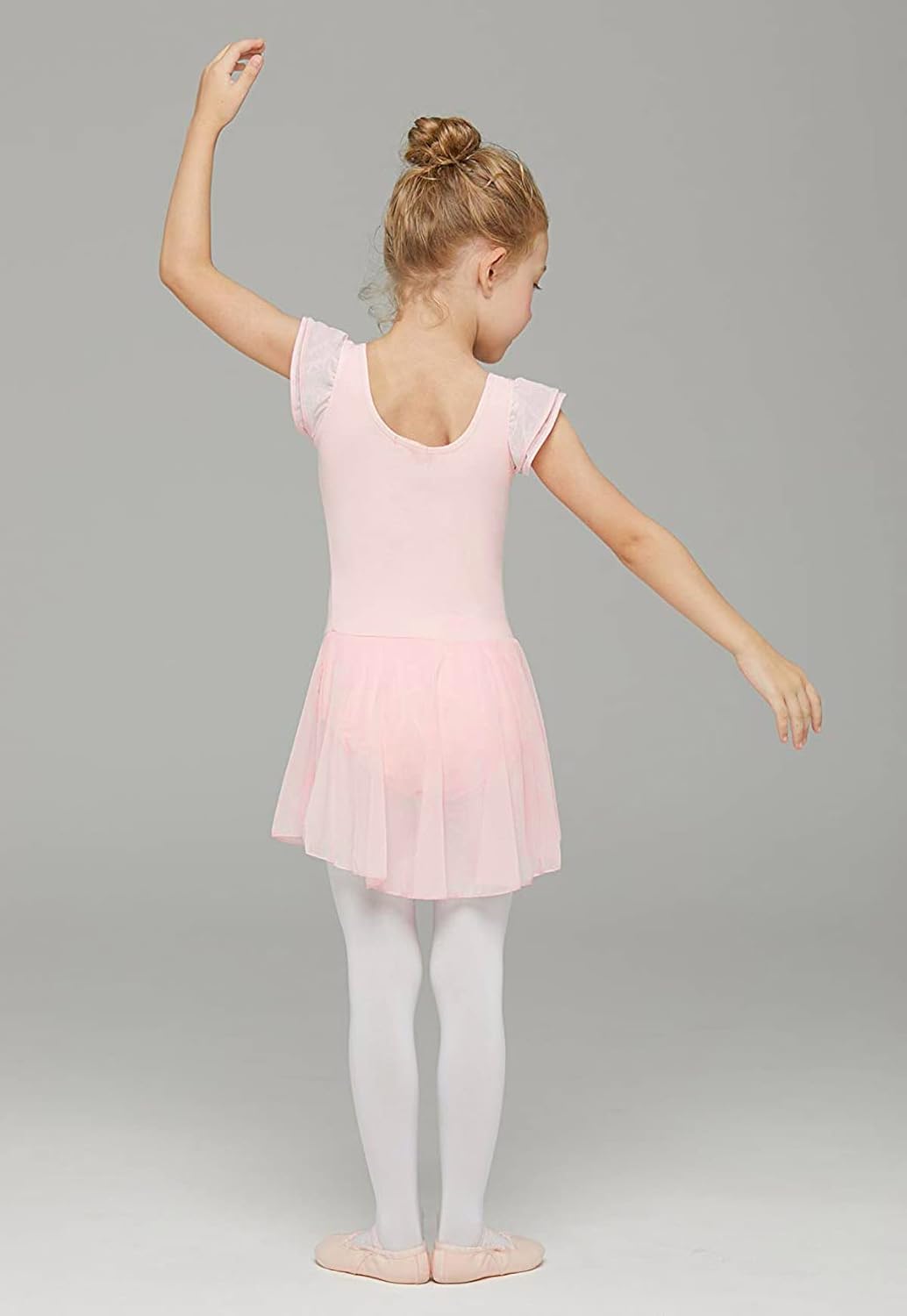 MdnMd Ballet Leotards for Girls Toddler Dance Ballet Leotard with Skirt Ballerina Dresses Tutu Outfits Flutter Sleeve - Image 4