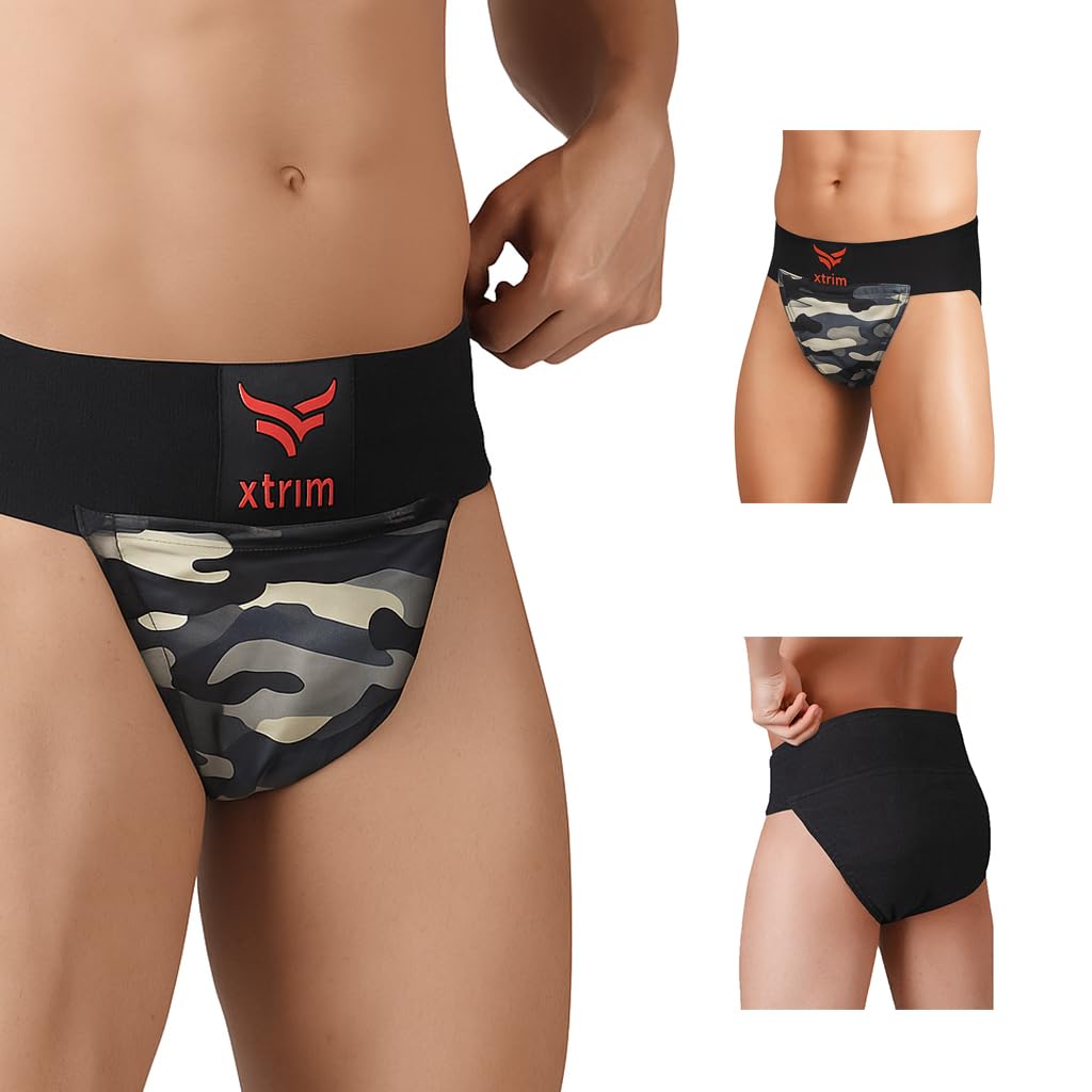 XTRIM Gym Supporter for Men, Sports Underwear for Men for Workout in Gym, Stretchable Cotton, Men's Cotton Briefs, Quick Dry, Moisture Wicking Supporter for Cricket, Gym, Running