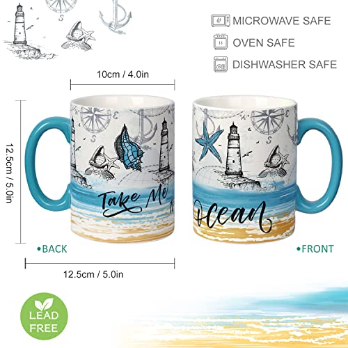 Nymphfable Taza de Náutica Tazas de Cafe Tazas Personalizada con Mango Taza te Ceramica Regalo 550ml - Imagen 4