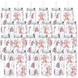 ZUQMZUQ 24 Pcs Christmas Reusable Cups with Lids and Straws, 13.5 oz Pink Gingerbread Man Gingerbread House Plastic Christmas Cups Coffee Tea Hot Cocoa Beverage Tumbler for Xmas Holiday Party Supplies