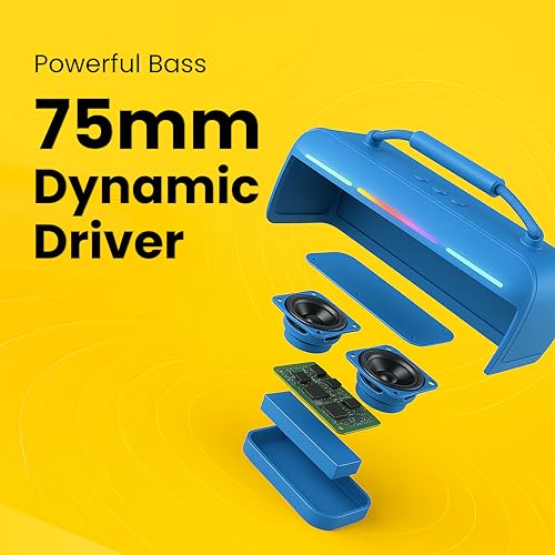 Image of LAPCARE Roxx 30W Portable Bluetooth Party Speaker with RGB Lights, TWS Stereo Pairing, 8H Playtime, 75mm Dynamic Drivers, BT 5.3v, USB /TF /FM, Extra Bass, Built-in MIC - Blue