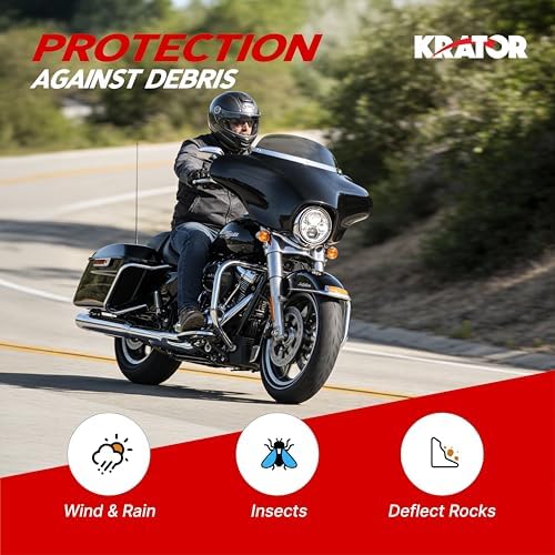 Krator Front Batwing Motorcycle Fairing Compatible with Harley Davidson Road King FLHR (1994-2023) & Road King Special FLHRXS (2017-2026) Gloss Black ABS Fairing, 6" Windshield with Chrome Trim, Smoke — view 7