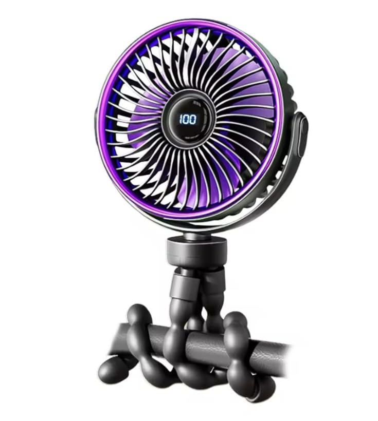 Ventilador recargable USB de 100 velocidades sin escalas con giro de 360 grados