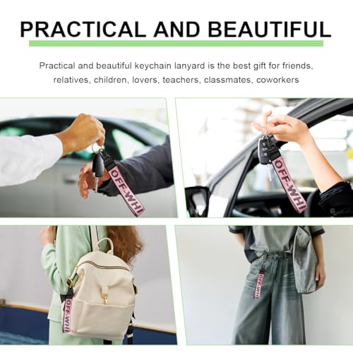 Image of DXNQ Car Keychain, Fabric Keychain Wrist Lanyard, Key Ring for Cars Keys Wallets Jeans Decoration, Car Accessories (Pink)