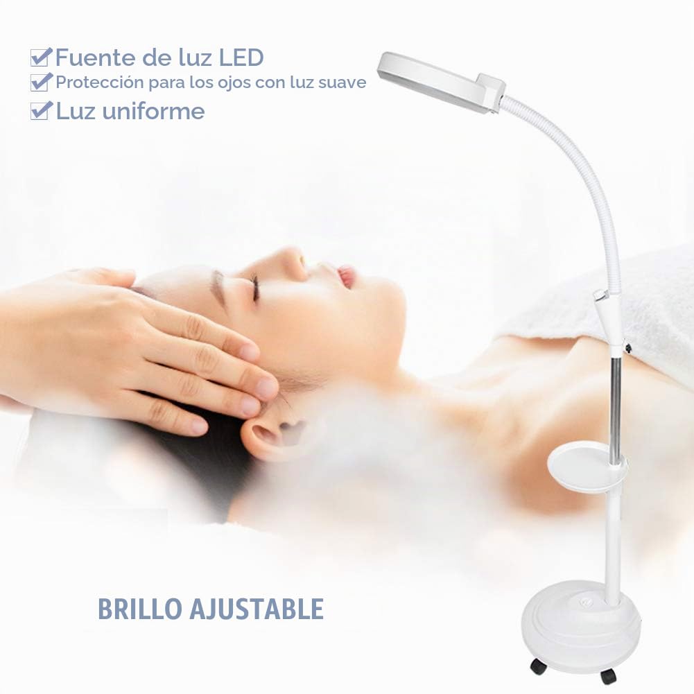Lámpara de Pie con Lupa Lámpara con 8 Lupas Lámpara de Pie de Luz Fría LED Ajustable para Manualidades Costura Tatuaje