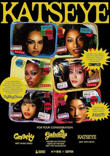 Image of KATSEYE Girl Group Poster - Glossy A4 Size, Self-Adhesive, Unframed Wall Art Featuring Beautiful Chaos Design (Magzine)