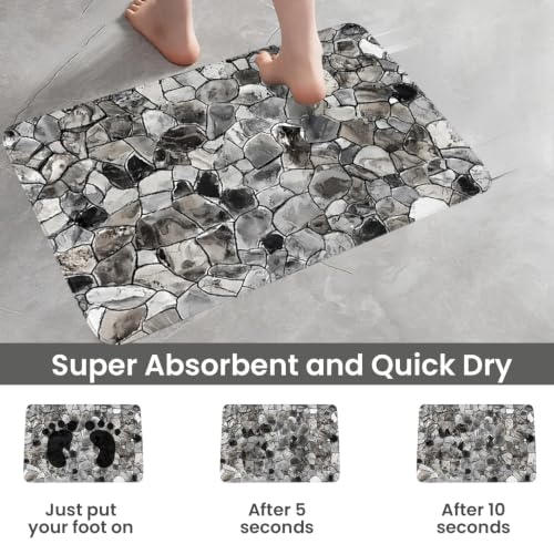 Image of MAXOSHINE PVC Bathroom Mats Anti Slip | Water Absorbent Bath Floor Mat | Quick Dry Anti Skid Bathroom Mats for Home | Door Mat for Wet Area 40x60 CM (Crushed Stone)