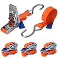 BB Sport Cinghie di tensione con cricchetto e gancio 4 m o 6 m tiranti fasce cricchetto ancoraggio 4 pezzi da 700 kg DIN EN 12195-2, larghezza 25 mm - 4 pezzi 2.5 cm x 4 m