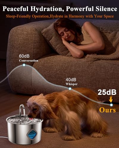 Fuente de agua para gato de acero inoxidable 3.2 L miniatura 7