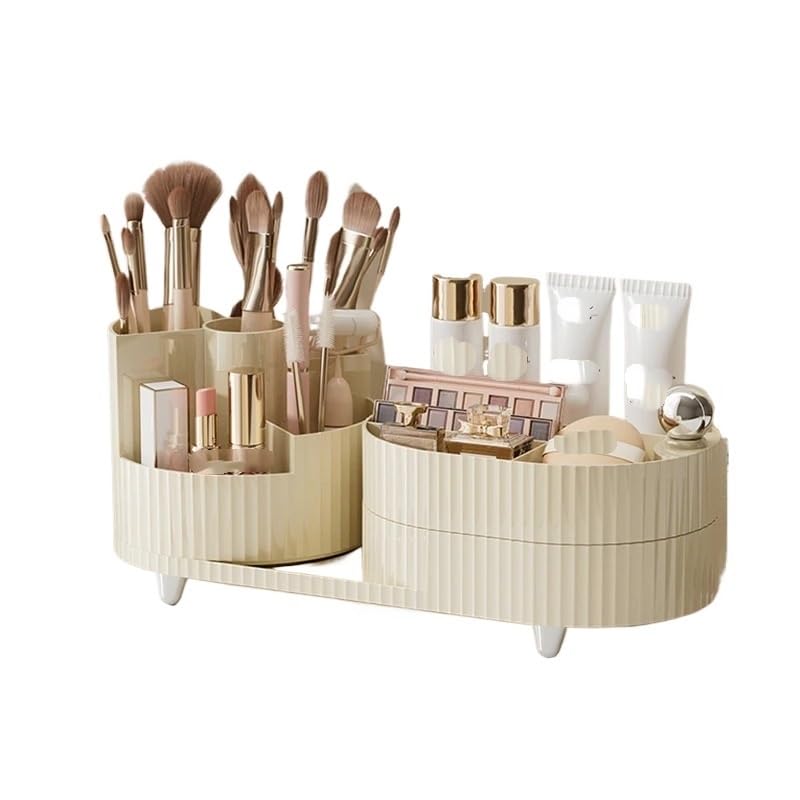 Schminktisch Organizer Make-up Kosmetik Organizer Box rotierenden Halter Badezimmer Kunststoff(Two layer)