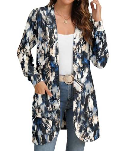 Image of YSYOKOW Cardigan Sweaters for Women Long Sleeve Open Front with Pockets | Long Cardigans for Women Lightweight Soft Casual Dressy Loose Fit Cardigan Sweater with Pockets for Work and Office