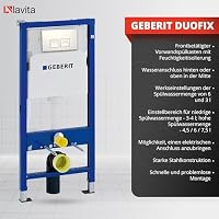 Lavita WC Set: Duofix Basic Vorwandelement + Lavita Wand Tiefspül WC Versoni Weiß Spülrandlos Tornado Spülsystem + WC Sitz mit Absenkautomatik + Bedienplatte Delta 25 Weißer Knopf Komplettset – Ansicht 4