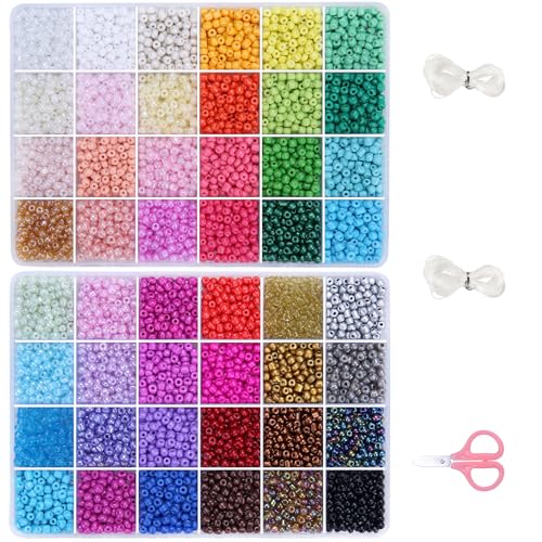 Efivs Arts 6720pcs 48 Colors 4mm Glass Seed Beads Kit with Tools and Accessories for DIY Jewelry Crafts