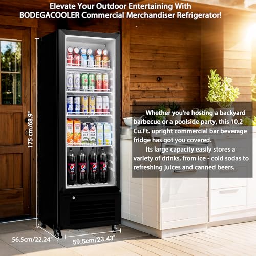 Image of BODEGACOOLER Commercial Beverage Refrigerator, 264 cans & 120 Bottles Display Fridge, Soft LED Light & Automatic Defrost, Commercial Merchandiser Refrigerators,For Office,Home,Garage,Gym,Shop,Man cave