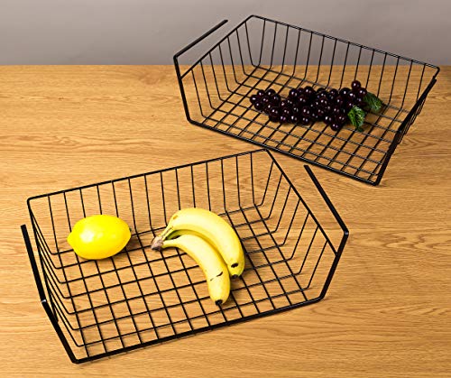 Large 2 Pack Under Cabinet Kitchen Storage Shelf Wire Basket Organizer Hanging Rack Kitchen Office Organization Food Storage Black Home Supplies Accessories 15.75 x 5.51 x 10.24 Inches