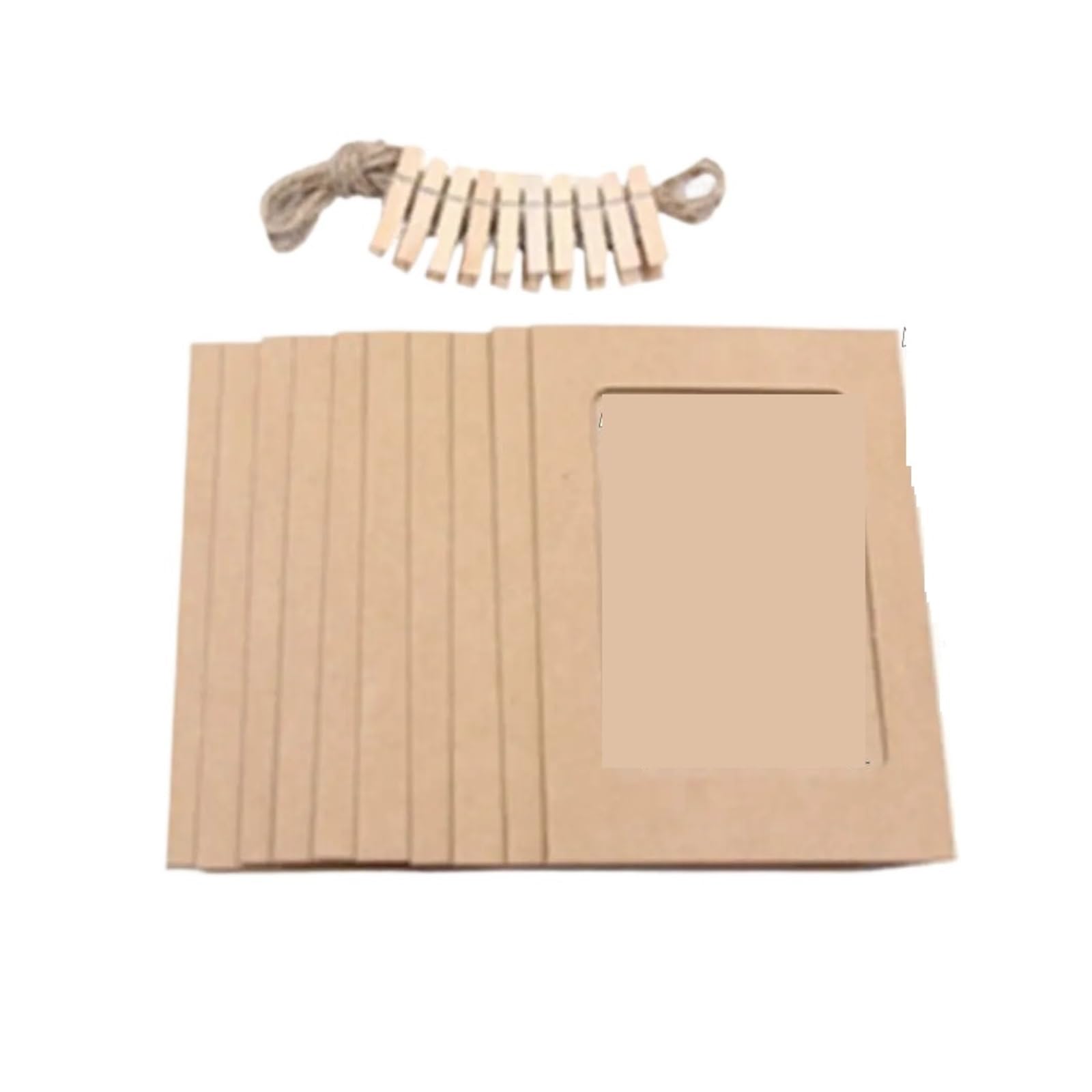 Cardboard Photo Frame 10pcs DIY Kraft Paper Picture Frames Home Decoration Photos Album Practical Craft Combination Frame with Clips