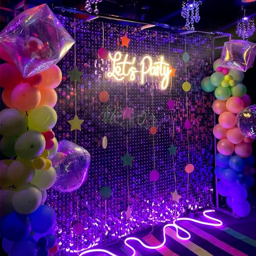 Image of Purple Shimmer Wall Backdrop, 24 Panels, 6x4 Ft Photo Backdrop | wedding backdrop birthday backdrop party decoration photo booth backdrop bridal shower baby shower event decoration