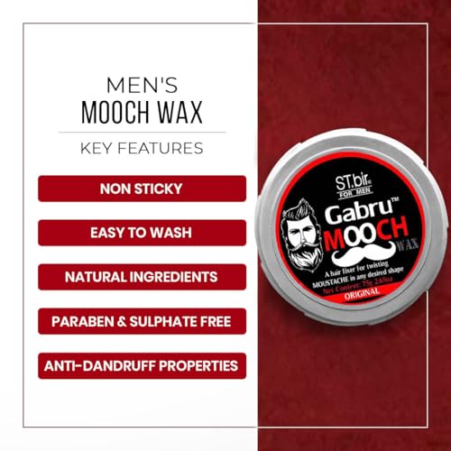 Image of Mooch Moustache Wax for Men - Strong Hold & Long Lasting Styling Wax | Natural Look | Original Scent | 75g Pack of 3