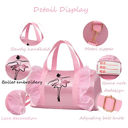 Hiccupfish Cute Ballet Dance Bag Princess Backpack Pink Shoulder Bag Girls (Long Mesh) #TOP4